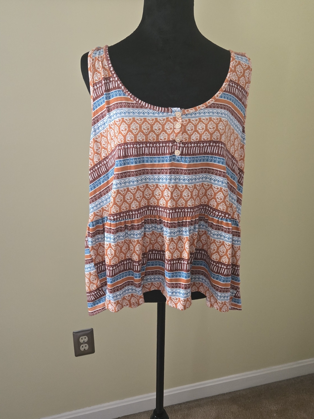 torrid Rust and Blue Striped Tiered Tank